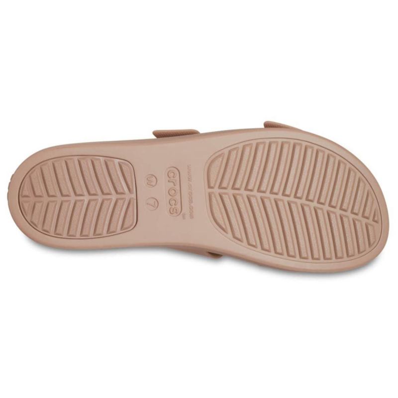 Sandalia Crocs Brooklyn Buckle Cuña Baja Latte