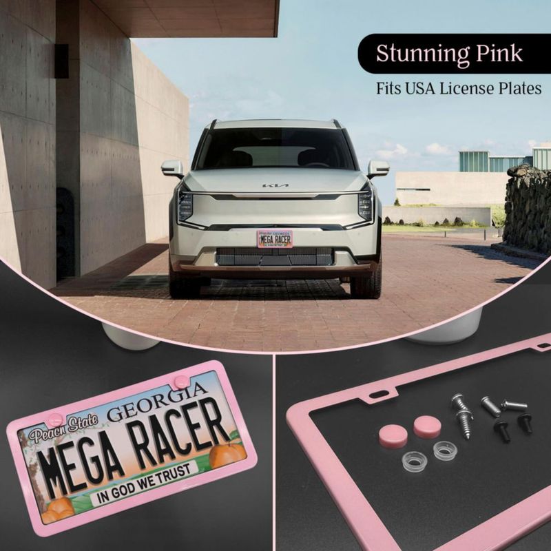 Marcos para Placas Mega Racer Rosa de Acero Inoxidable Paquete de 2