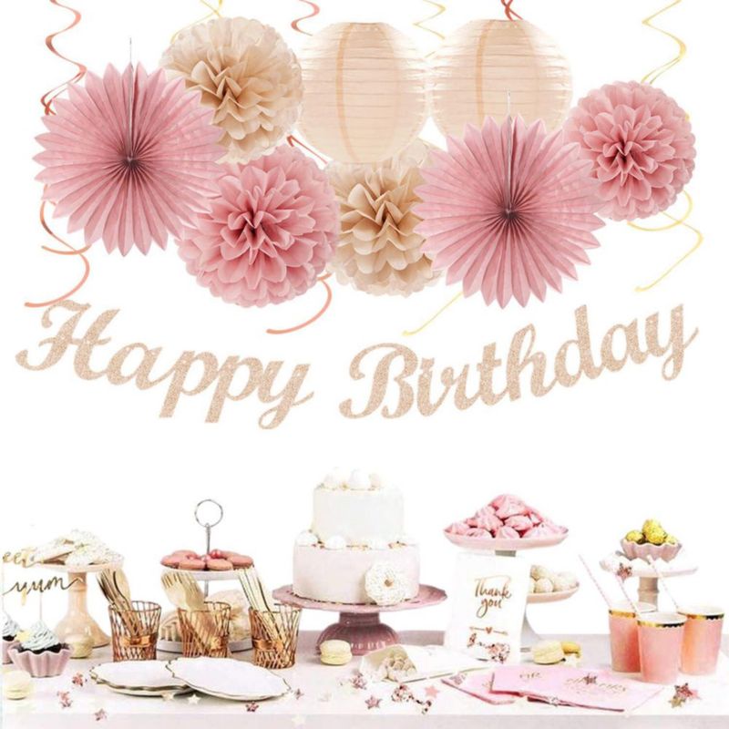 Kit de Decoración para Fiesta Hugmoon 31 piezas Rosa Oro Rosa