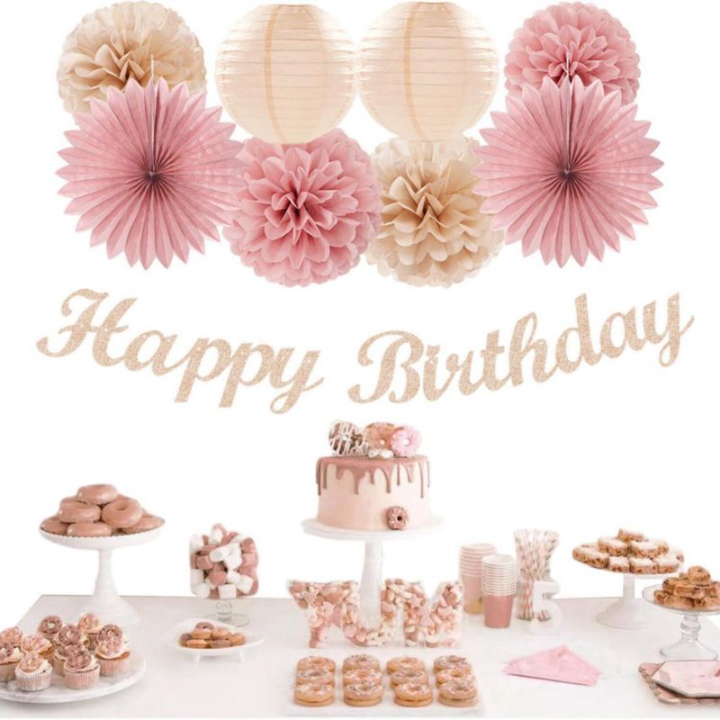 Kit de Decoración para Fiesta Hugmoon 31 piezas Rosa Oro Rosa