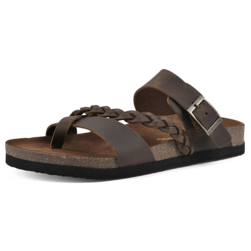 Sandalia WHITE MOUNTAIN Hazy Footbed Cuero Marrón Talla 7 M