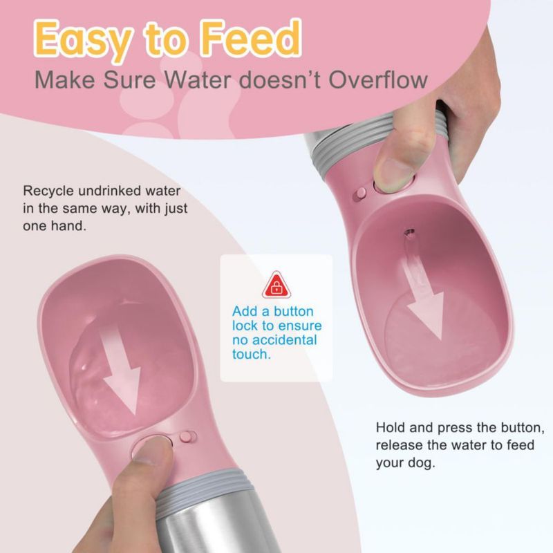 Botella de Agua para Perros Anipaw 414 ml Acero Inoxidable Antigoteo