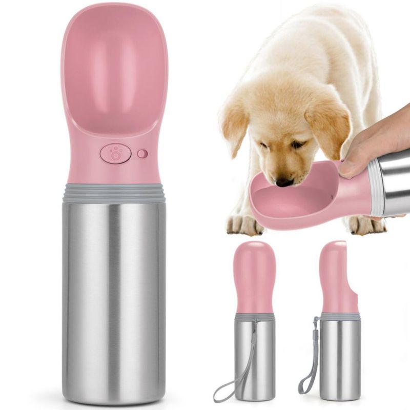 Botella de Agua para Perros Anipaw 414 ml Acero Inoxidable Antigoteo