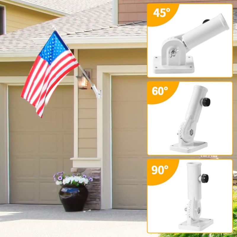 Soporte para Mástil de Bandera BONWIN Ajustable de Aluminio Blanco 1"