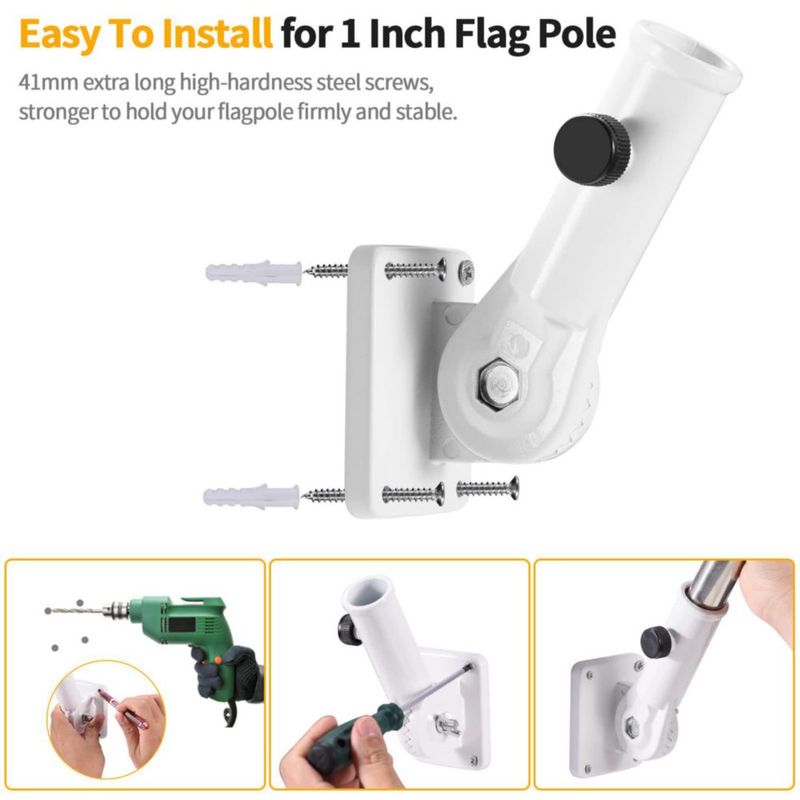 Soporte para Mástil de Bandera BONWIN Ajustable de Aluminio Blanco 1"