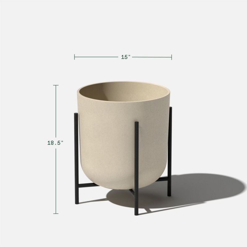 Macetero Elevado Veradek Mason Series Lima - Macetero Redondo para Patio/Balcón | Compuesto Plástico-Piedra con Soporte Metálico para Plantas |