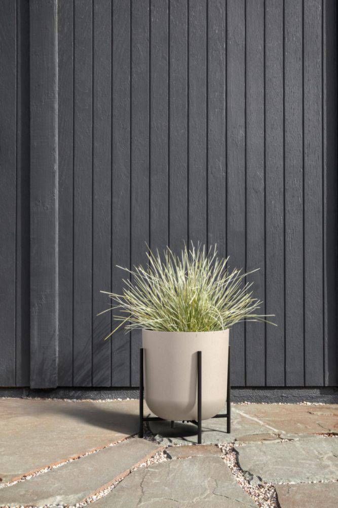Macetero Elevado Veradek Mason Series Lima - Macetero Redondo para Patio/Balcón | Compuesto Plástico-Piedra con Soporte Metálico para Plantas |