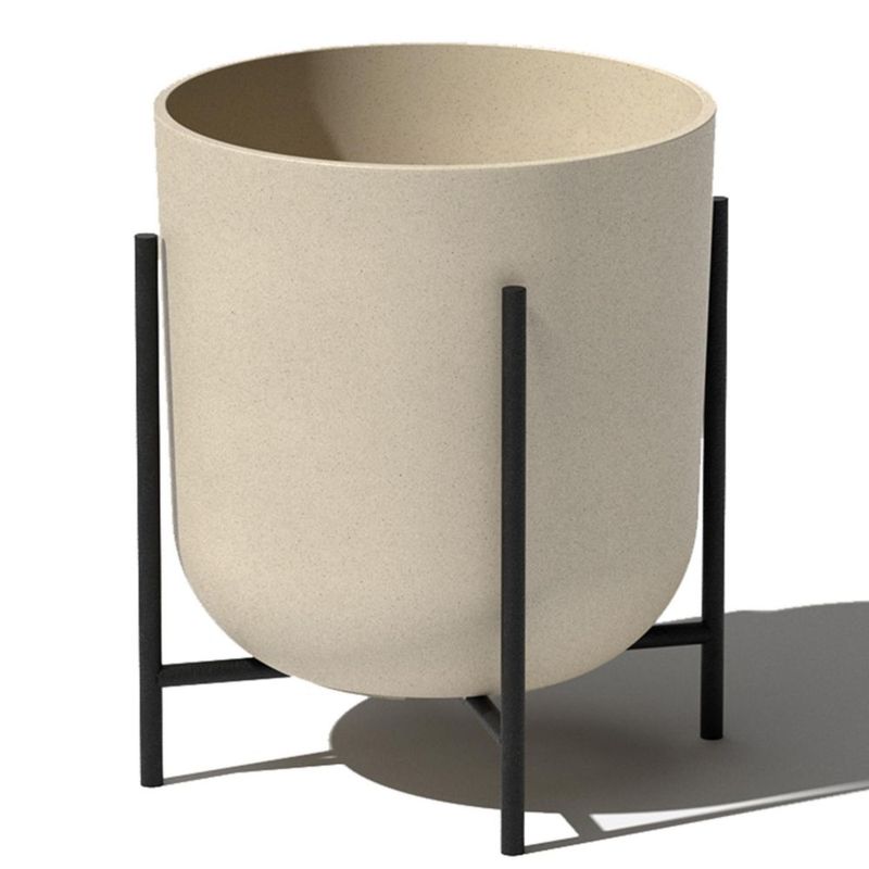 Macetero Elevado Veradek Mason Series Lima - Macetero Redondo para Patio/Balcón | Compuesto Plástico-Piedra con Soporte Metálico para Plantas |