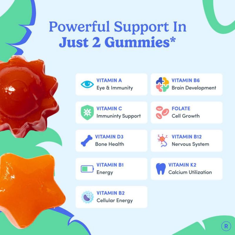 Gomitas Multivitamínicas para Niños FIRST DAY Edad 4+ Sabor Fresa Naranja