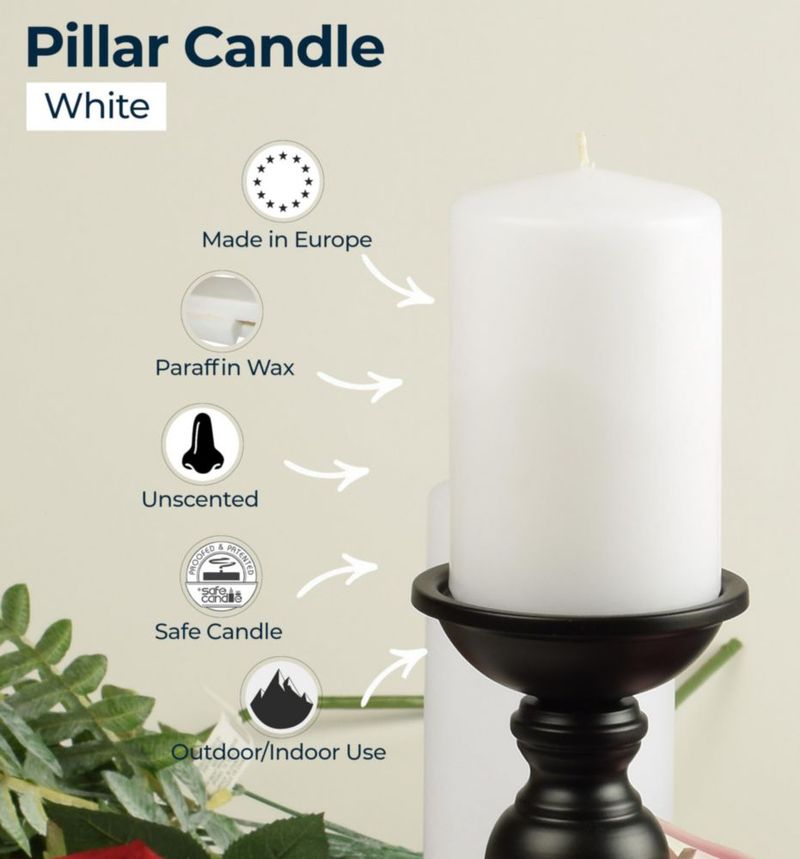 Velas Pilar Hyoola 5 cm x 76 cm Paquete de 24 Blancas