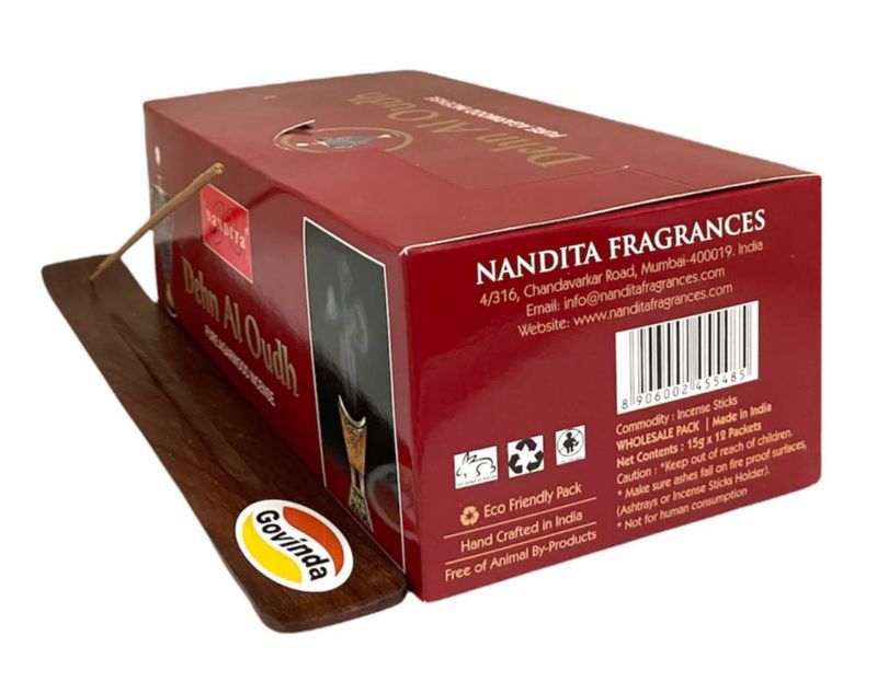Paquete de soportes para varillas de incienso Govinda Dehn Al Oudh 180 g