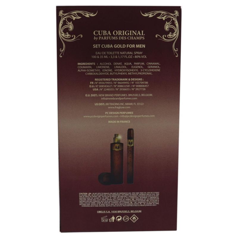 Set de regalo Perfume Cuba Cuba Gold para hombre 100 ml EDT en aerosol