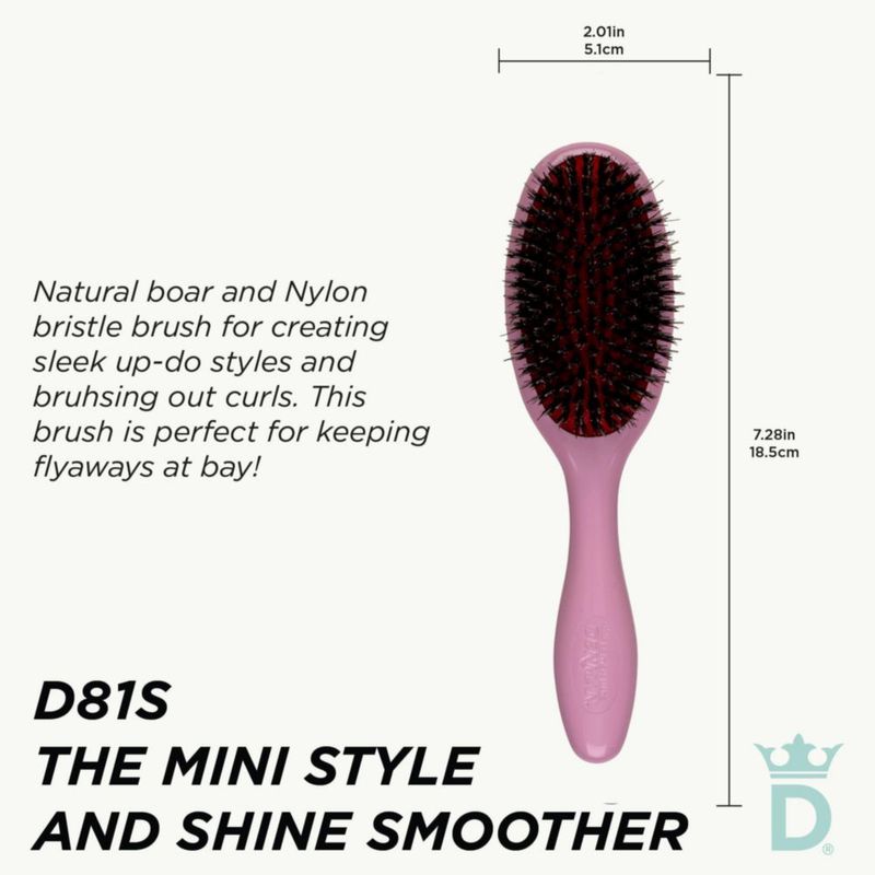 Cepillo de Pelo Denman D81S Rosa Crush con Cerdas de Jabalí y Nylon