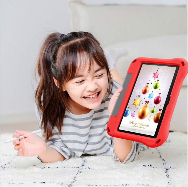 Funda para tablet Riaour de 25 cm para niños a prueba de golpes con asa color rojo