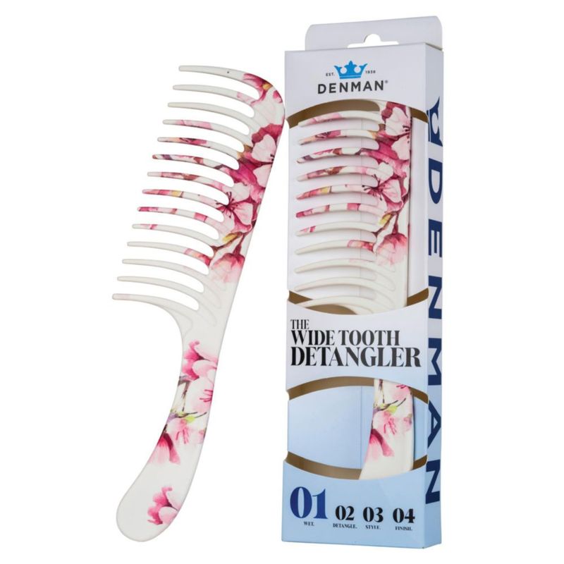 Peine Desenredante Denman D28 Dientes Anchos Flor de Cerezo