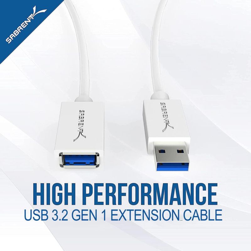 Cable de extensión USB SABRENT 18 m Blanco A macho a A hembra