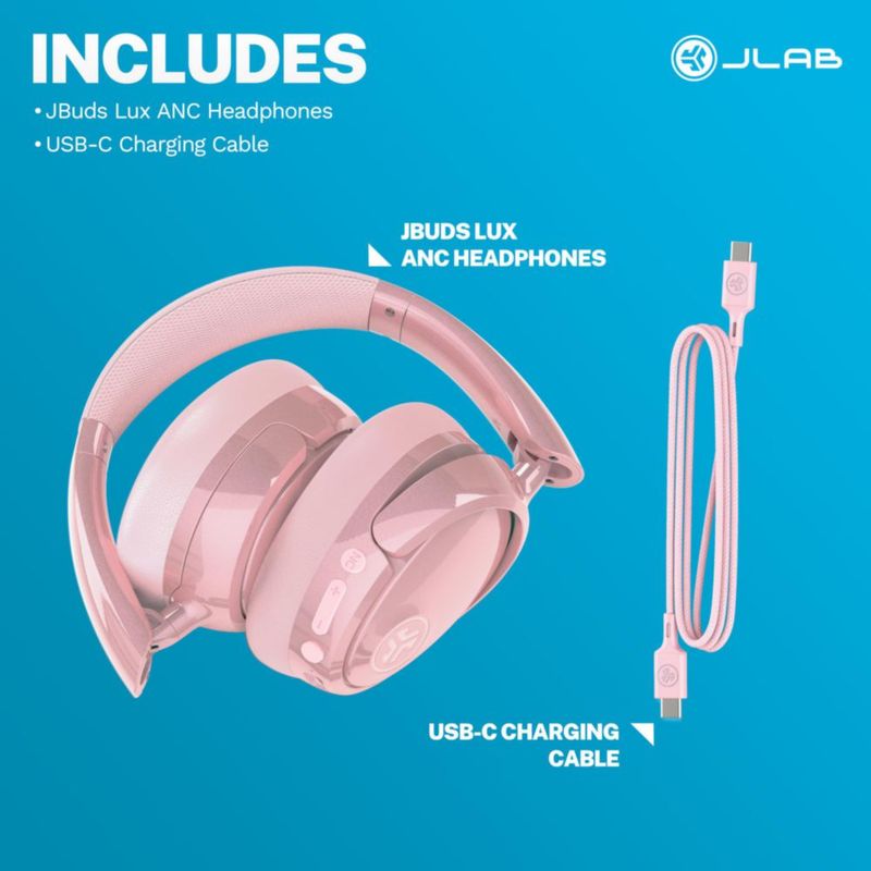 Auriculares JLab JBuds Lux ANC inalámbricos tipo sobre oreja color rosa blush