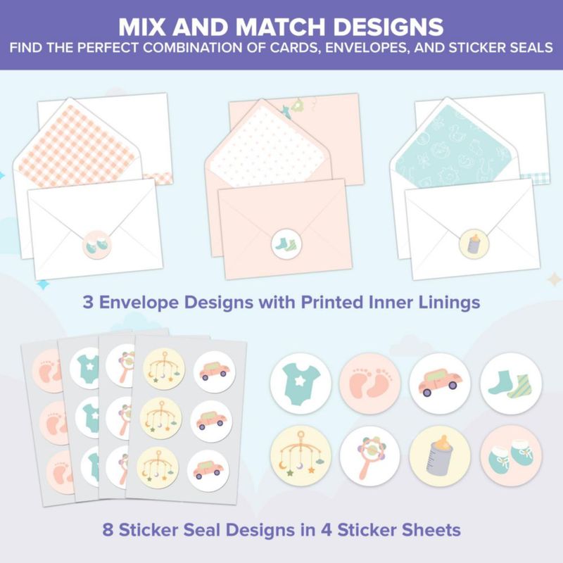 Tarjetas de felicitación para bebé Decorably 24 unidades 10 × 15 cm foil dorado