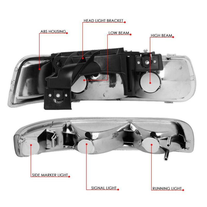 Faros DNA MOTORING cromo 99-02 Silverado/Tahoe