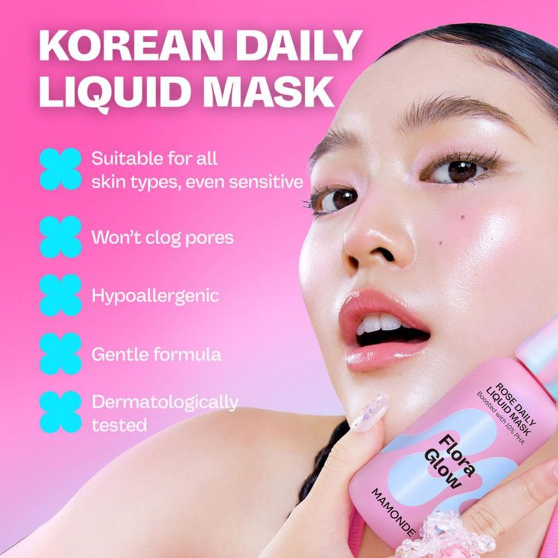 Set Trío de Cuidado Facial MAMONDE: Mascarilla Líquida Tónico y Crema Hidratante de Rosa