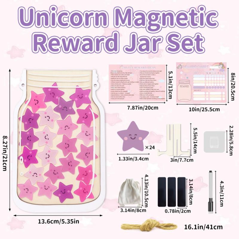 Set de Tarro de Recompensas Yoink Unicornio – 24 Estrellas y Tabla de Tareas