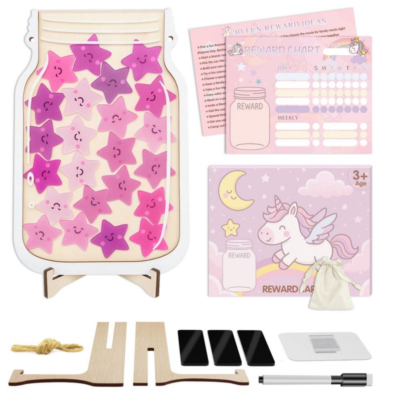 Set de Tarro de Recompensas Yoink Unicornio – 24 Estrellas y Tabla de Tareas