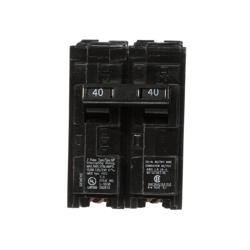 Disyuntor Siemens Q240 40A de doble polo tipo QP negro