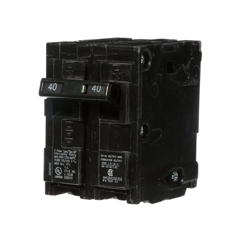 Disyuntor Siemens Q240 40A de doble polo tipo QP negro