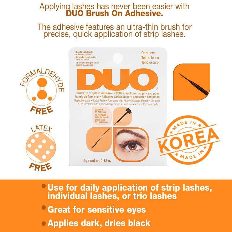 Cinta adhesiva para pestañas DUO con brocha tono oscuro 5 ml sin látex
