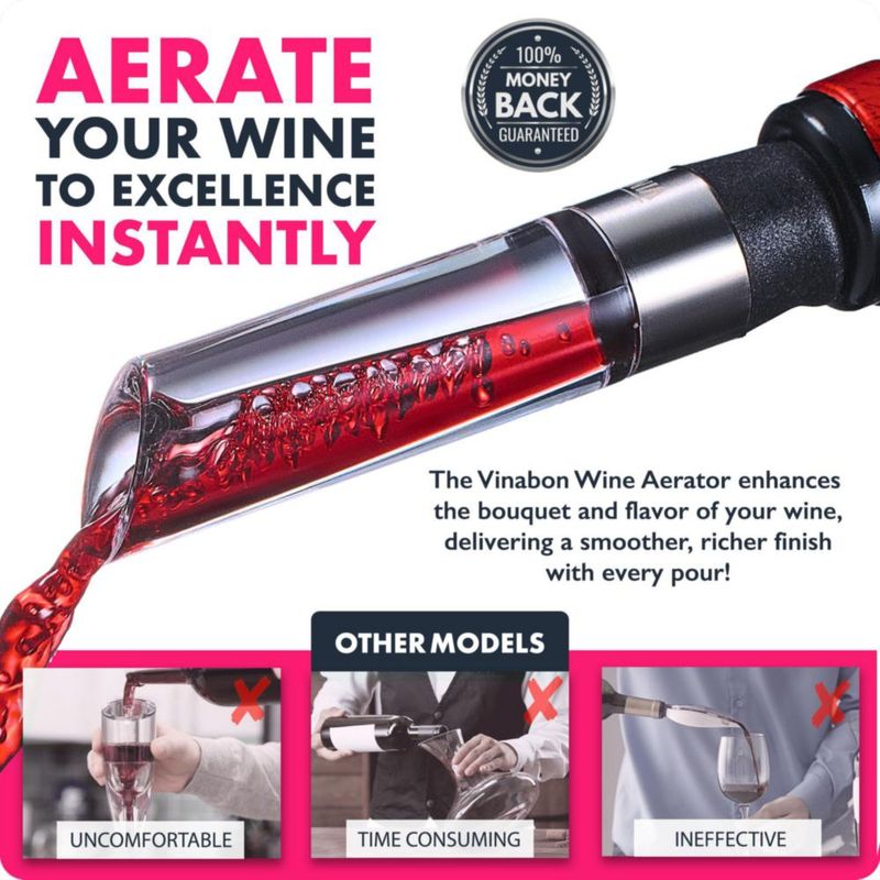 Aer Aerador de Vino VINABON Vertedor de Decantación para Realzar el Sabor