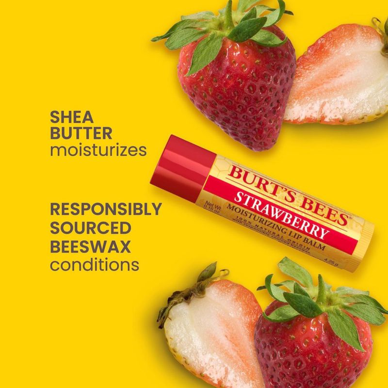 Bálsamo labial Burt's Bees humectante labial con fresa (paquete de 2)