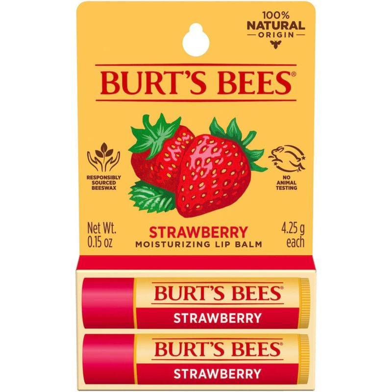 Bálsamo labial Burt's Bees humectante labial con fresa (paquete de 2)