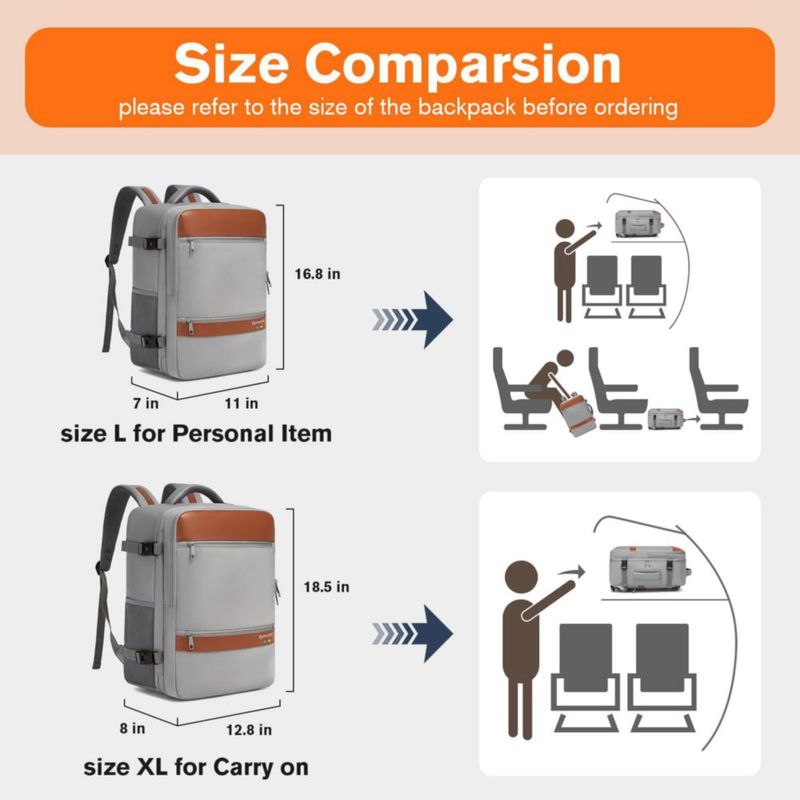 Mochila de viaje Bymontin 35 L con compartimento para portátil – equipaje de mano