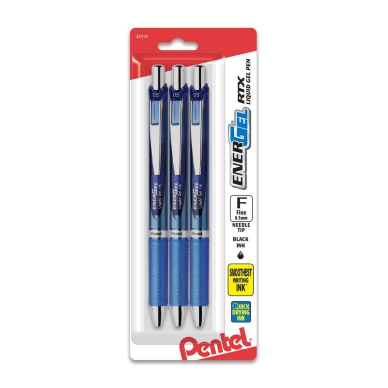 Bolígrafo Pentel EnerGel RTX 0.5 mm Tinta Azul Paquete de 3