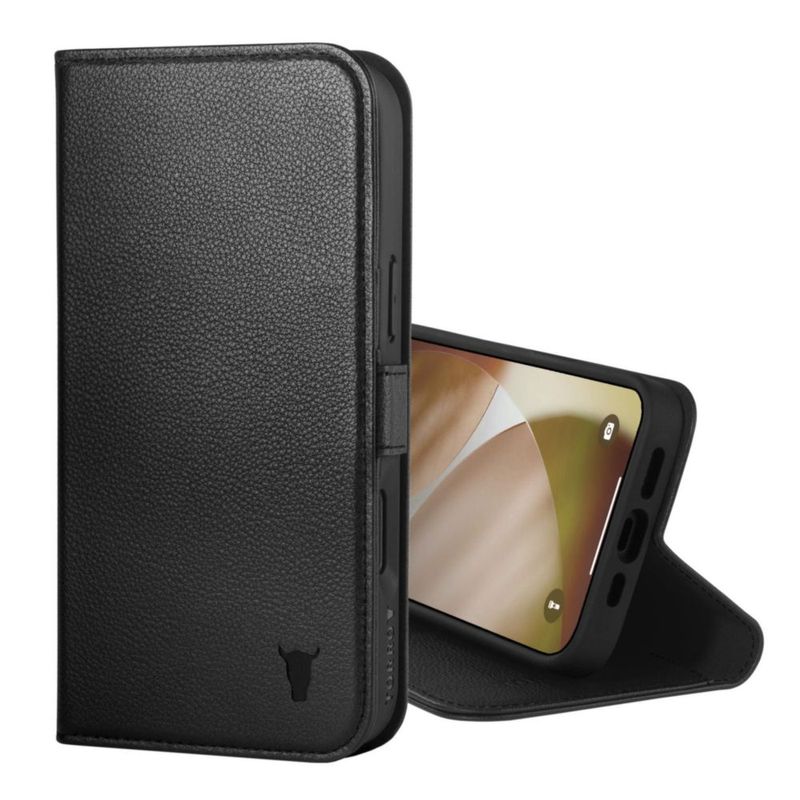 Funda TORRO para iPhone 17 de cuero con cartera – Negra