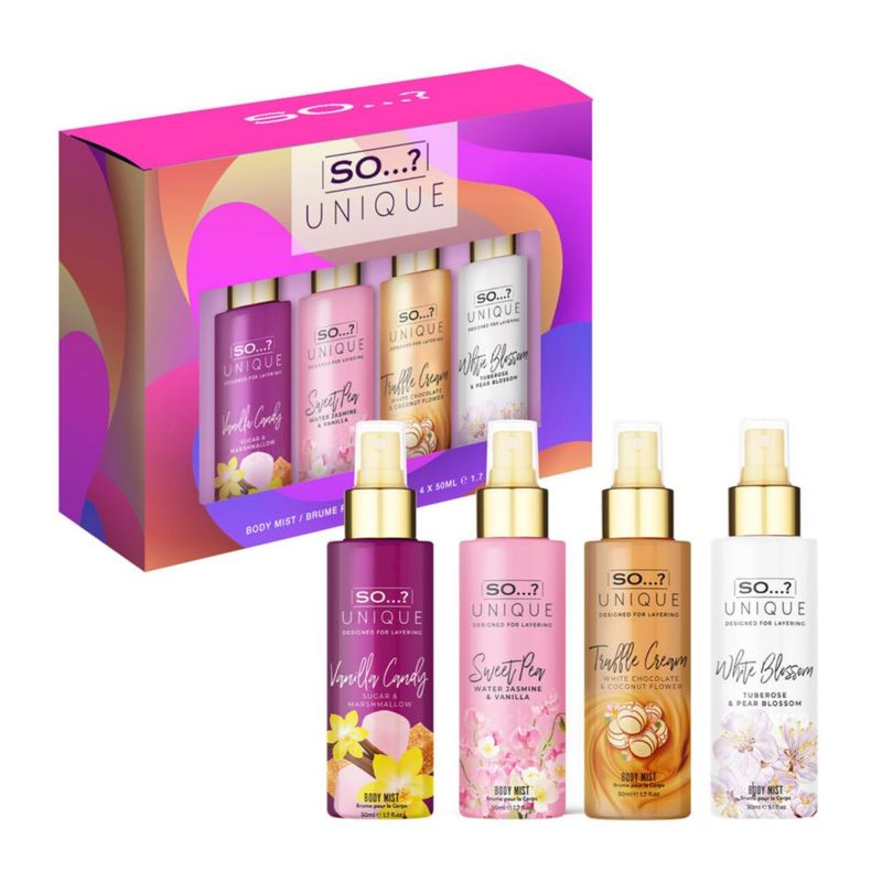Set de perfume ¿Así que...? Bruma corporal única 4 unidades para mujer