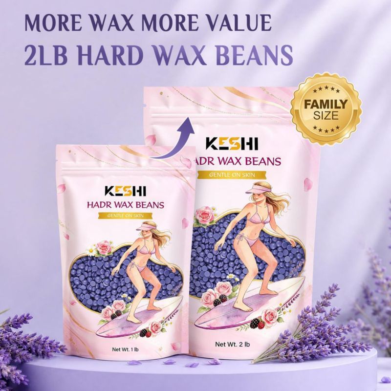 Perlas de Cera Dura KeShi 2 lb Recarga sin Tiras para Depilación