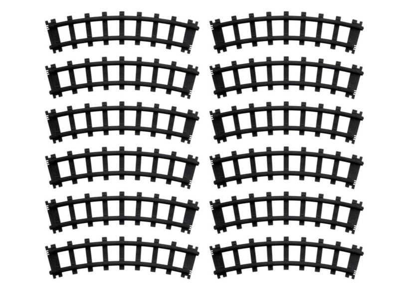 Set de 12 piezas de vía curva negra de plástico Lionel
