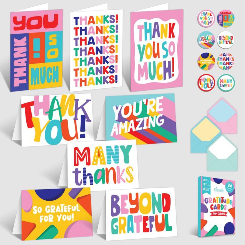 Tarjetas de agradecimiento Decorably – paquete de 24 (15 × 10 cm)