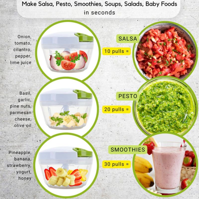 Picadora manual de alimentos Brieftons de 2 tazas