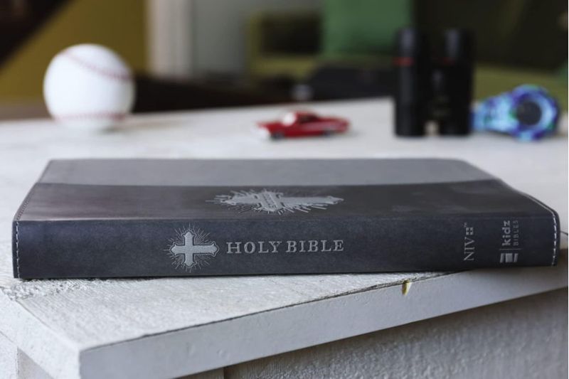 Biblia HarperCollins NIV para Niños cubierta de cuero suave gris