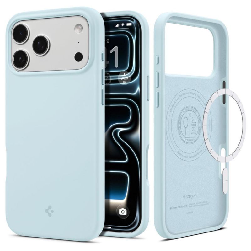 Funda Spigen Silicone Fit MagFit Azul Mate