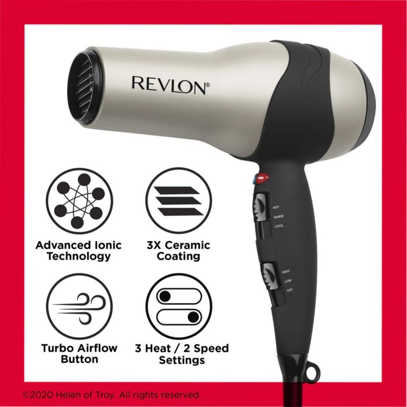 Secador de pelo REVLON Turbo 1875W IONIC con revestimiento cerámico plateado