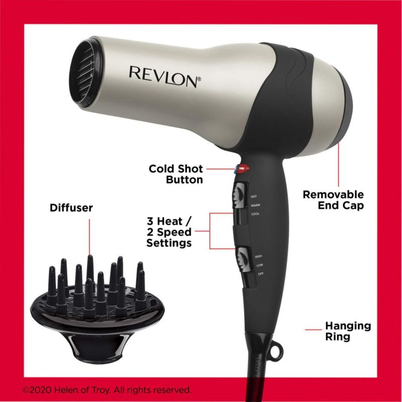 Secador de pelo REVLON Turbo 1875W IONIC con revestimiento cerámico plateado