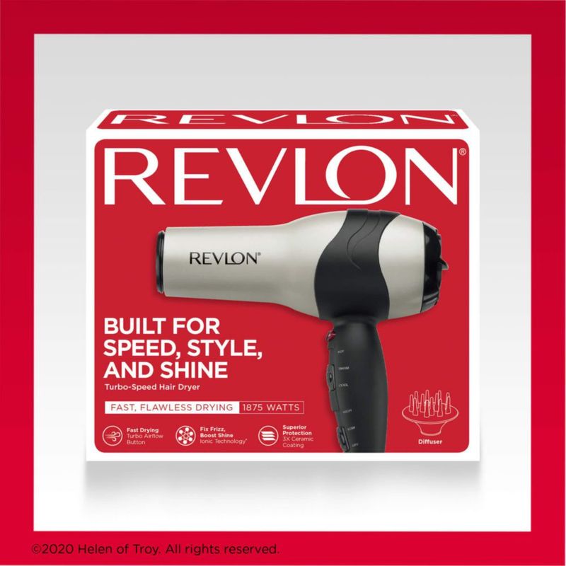 Secador de pelo REVLON Turbo 1875W IONIC con revestimiento cerámico plateado
