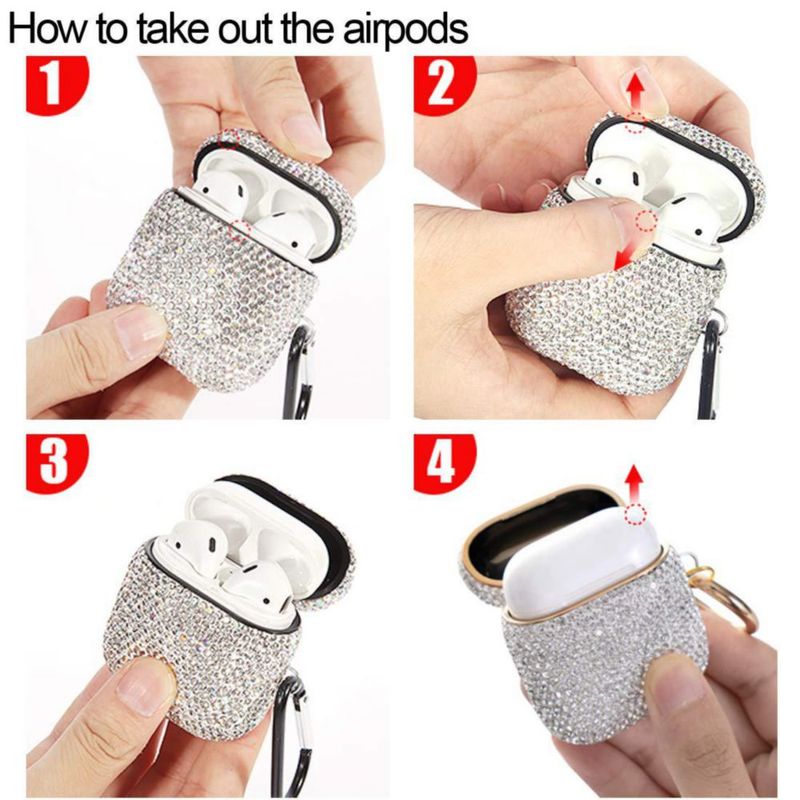 Funda AXCUWS para AirPods Pro 1 y 2 con pedrería azul mar y llavero