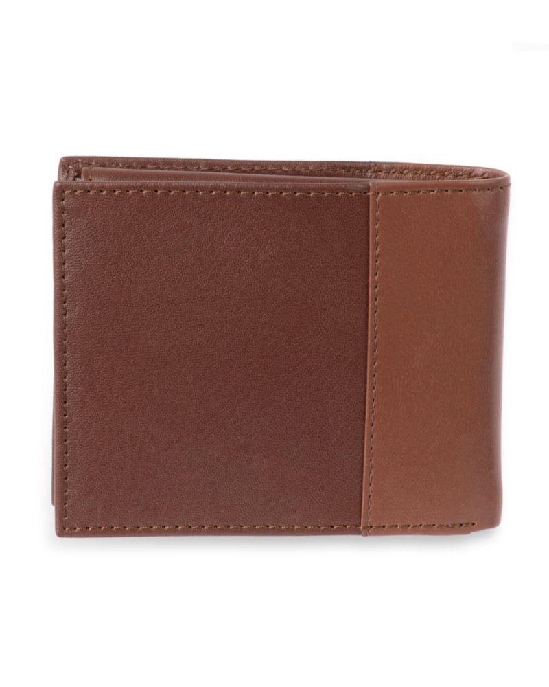 Cartera Tommy Hilfiger Bifold de Cuero Bicolor Beige/Marrón con Protección RFID