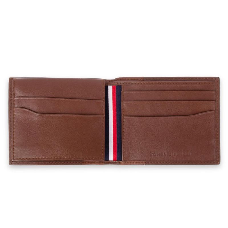 Cartera Tommy Hilfiger Bifold de Cuero Bicolor Beige/Marrón con Protección RFID