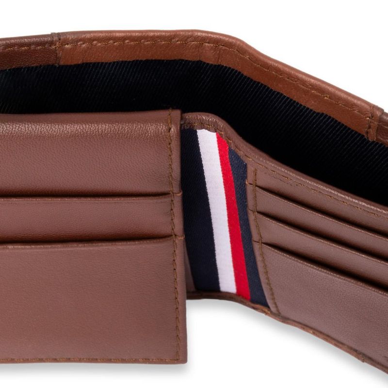 Cartera Tommy Hilfiger Bifold de Cuero Bicolor Beige/Marrón con Protección RFID