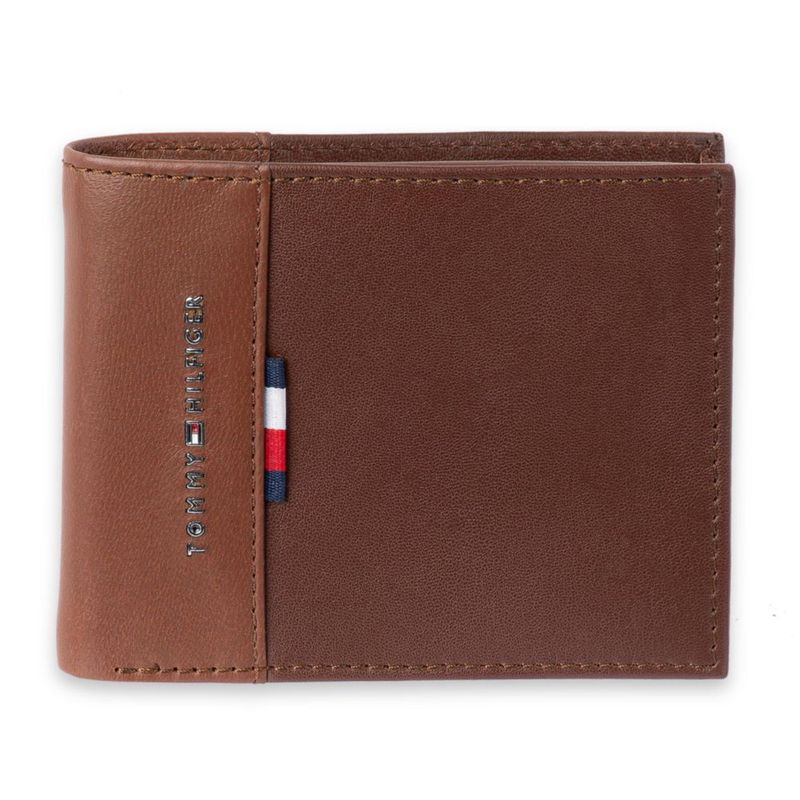 Cartera Tommy Hilfiger Bifold de Cuero Bicolor Beige/Marrón con Protección RFID